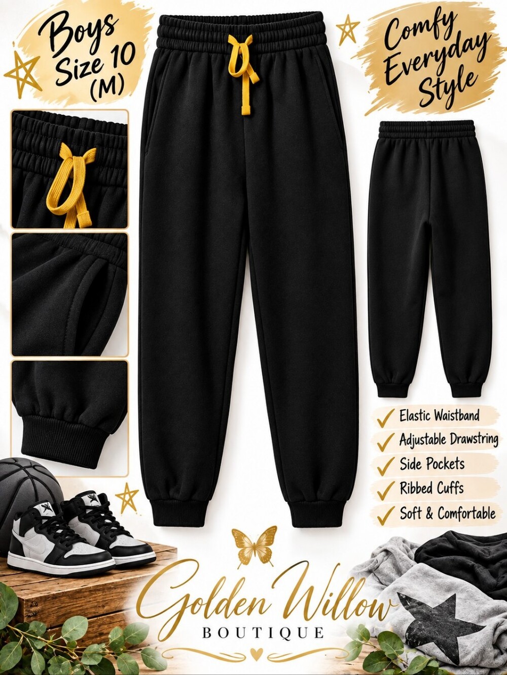 Bleeker Street Boys' Black Jogger Sweatpants Size Medium